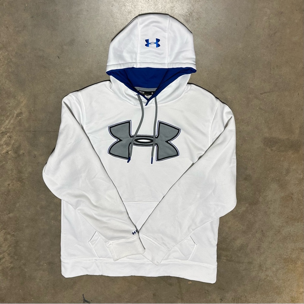 Under Armour White and Blue Hoodie with Black Logo